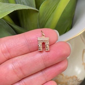 14k Solid Gold 3D Arc de Triomphe Charm